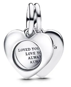 Pandora 793671C00 Charm Gümüş İşleme Yapılabilir Kalp Büyüteç Çift Sallantılı Charm