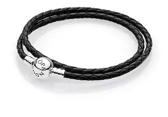 Pandora 590745CBK-D Bilezik Siyah Moments Double Woven Leather - Black