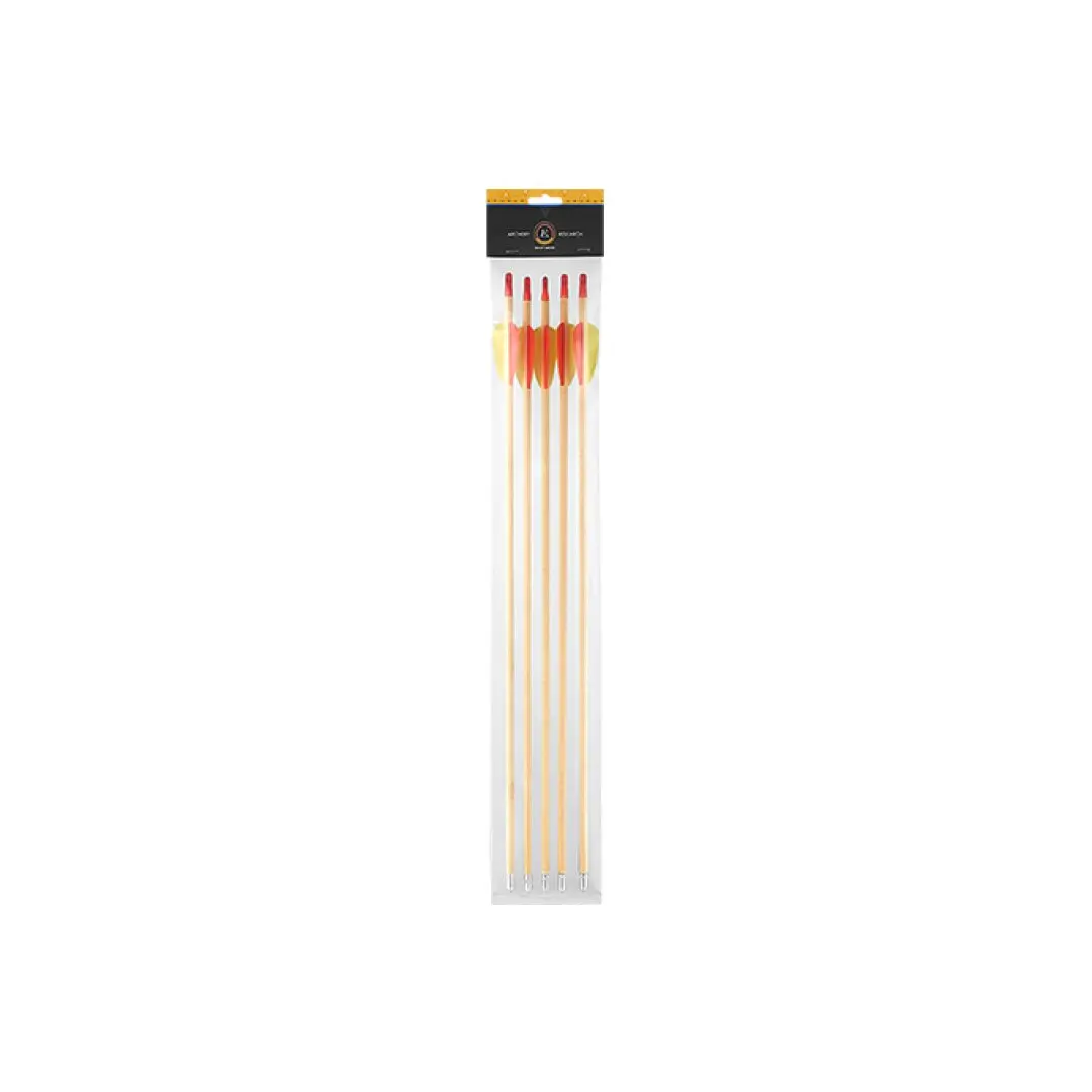 Black Point Ahşap Ok 30" / 2.5" Tüy 2 Sarı 1 Kırmızı / 5 Adet Torba (Ek)