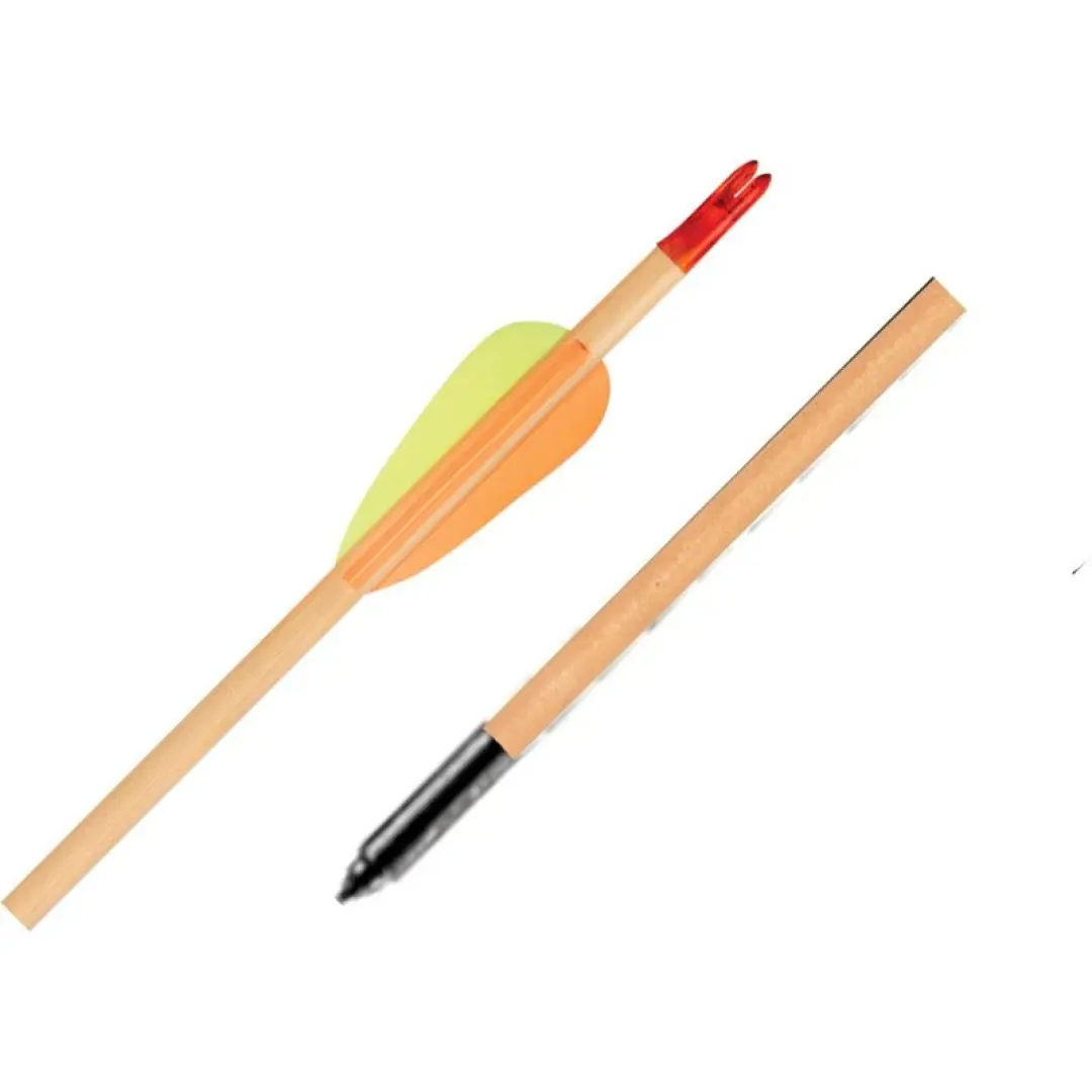 Black Point Tahta Ok 29" / 2.5" Tüy 2 Sarı 1 Kırmızı / 5'li Paket (Ek)